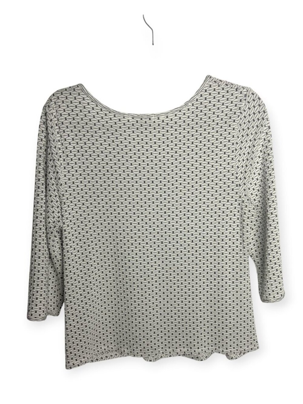 Habitat Size S Blouse Top Geometric Textured V Neck White Black Stretch Casual - Picture 6 of 6